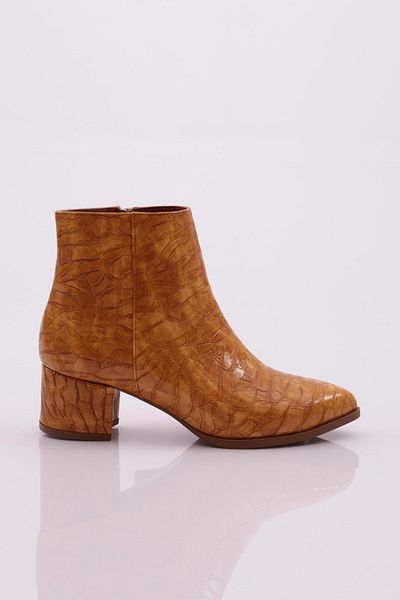DGN Γυναικείες μπότες με μυτερό τακούνι Tan Crocodile 291918212674