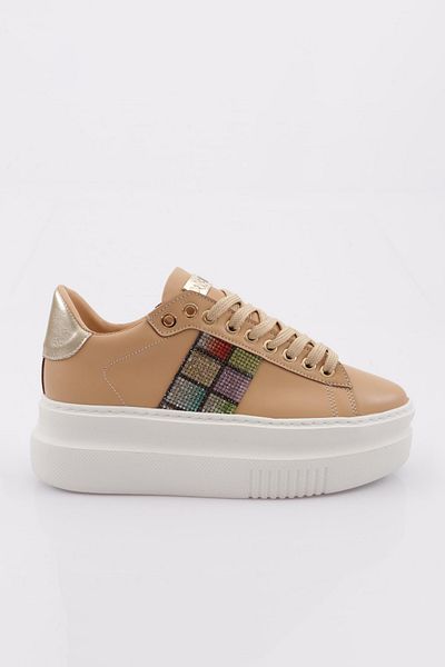 DGN Women's Thick Sole Silver Stone Sneakers Shoes Nude 15299723118