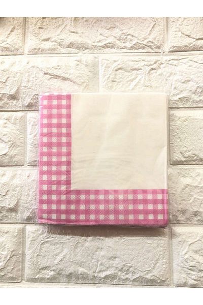 ZERO LAND - 20Pcs Napkin Plaid Patterned Pink Alsat