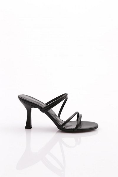 DGN Papuci cu toc pentru femei cu dungi negre - 10363534
