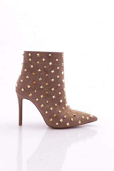 DGN Γυναικείες μπότες με τακούνι Mink Suede - Stone Detailed 22343236