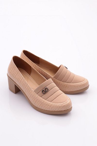 DGN Pantofi cu toc cu cataramă de damă, crocodil bej 341523648