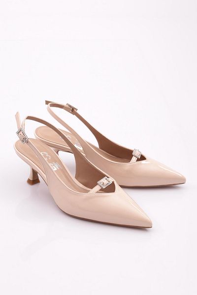 DGN Piele lacuita bej 7968535   - Pantofi cu toc cu spatele deschis pentru femei