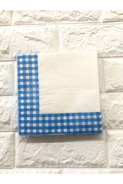 ZERO LAND - 20Pcs Napkin Plaid Pattern Blue Alsat