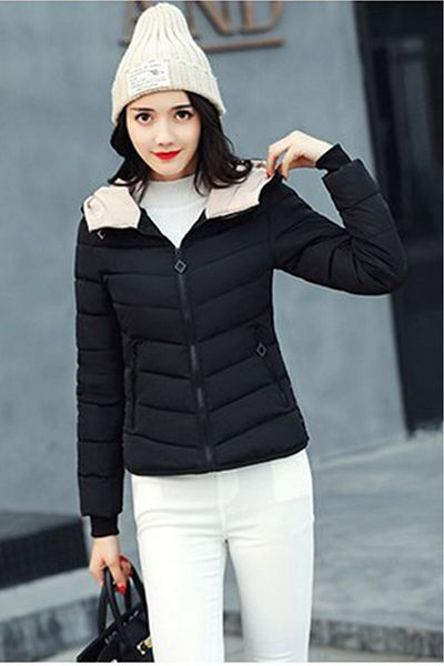 1tarz Toridas Winter Black Puffer Jacket - Hooded, Women's, 1912model