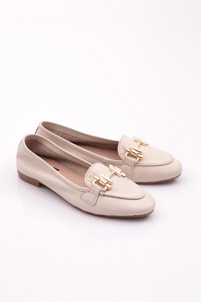 DGN Ballerinas - Women's Ecru Claret Red with Metal Accessories 351610183