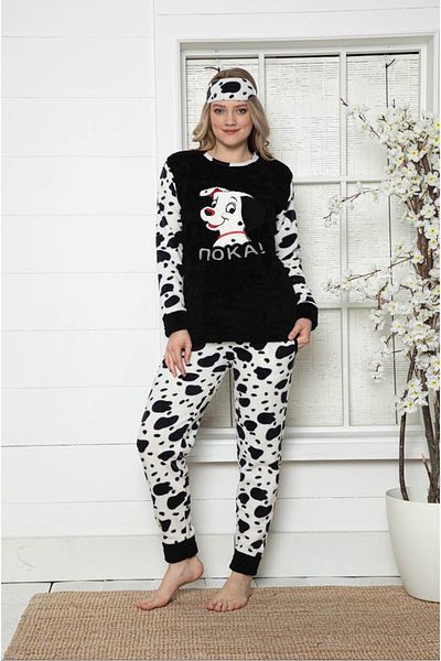 sharin Set de pijamale de iarnă din lână cu model dalmatian pentru femei 14f-20003