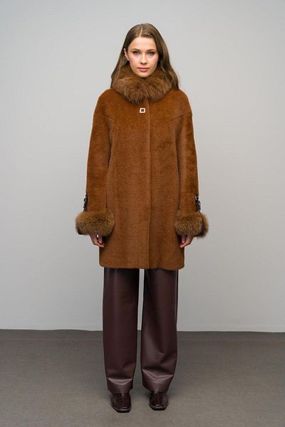 Olcay Sheepskin Real Leather Detailed Short Coat with Detachable Collar Tarçin 3072-Tk