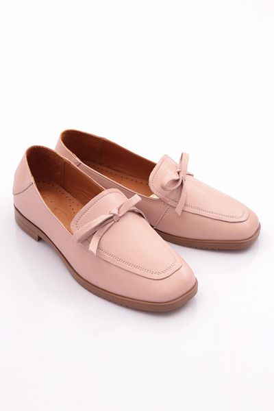 DGN Women's Lace Detailed Ballerinas Genuine Leather Powder 24232110