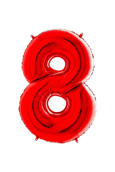 ZERO LAND - 16 Inch 8 Number Foil Balloon Red 40 cm Alsat