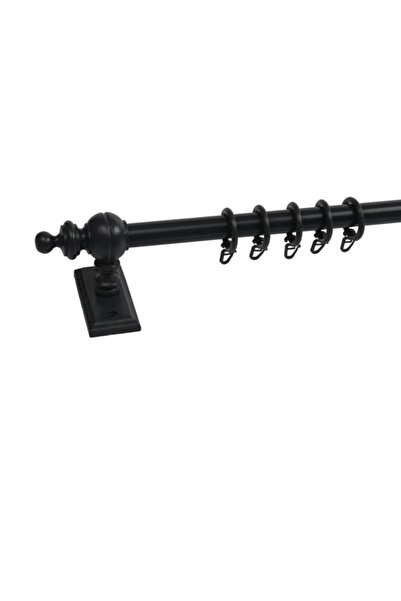 OPEN SHOPS SİYAH RAYSIZ RUSTİK PERDE ASKISI (Ahşap başlık ve Alüminyum boru)