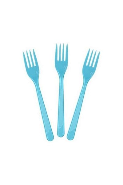 ZERO LAND - 25 Pcs Plastic Forks Blue Inslm
