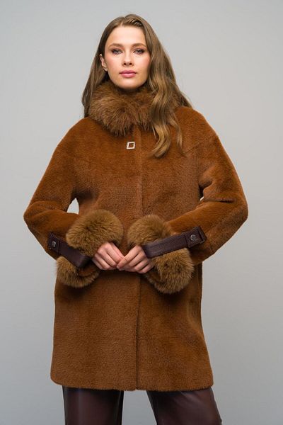 Olcay Sheepskin Real Leather Detailed Short Coat with Detachable Collar Tarçin 3072-Tk