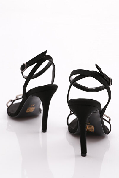 DGN Kadın Abiye Ayakkabı Siyah Saten 414221085