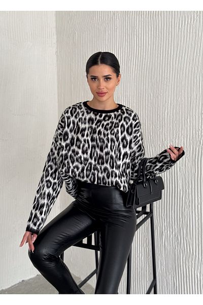 ZISHAN Leopard Pattern Raised Women's Knitwear Sweater 003