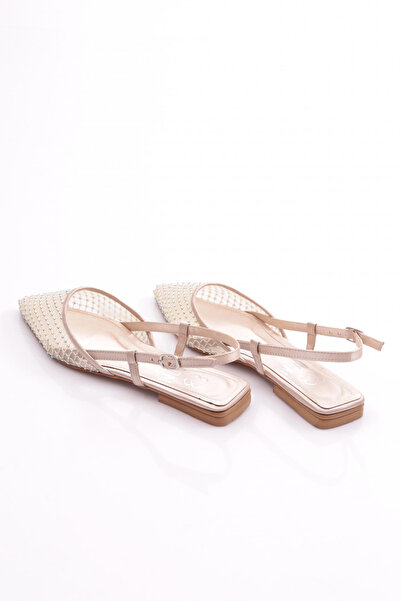 DGN Balerini de damă cu vârf ascuțit din satin auriu 7126535