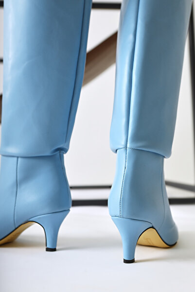 Limoya Milika Сині гостроносі короткокаблукові жіночі чоботи з застібкою Вигідна пропозиція