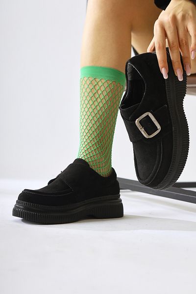 Limoya Evolution Black Suede Buckle Detailed Women's Casual Shoes