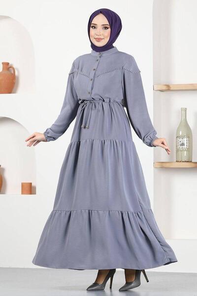 SHİROSA Γυναικείο φόρεμα Hijab με μισό κουμπί από ύφασμα Aerobin