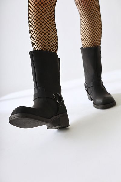 Limoya Maggie Black Buckle Λεπτομερείς ελαστικές μακριές γυναικείες μπότες, γυναικεία μποτάκια