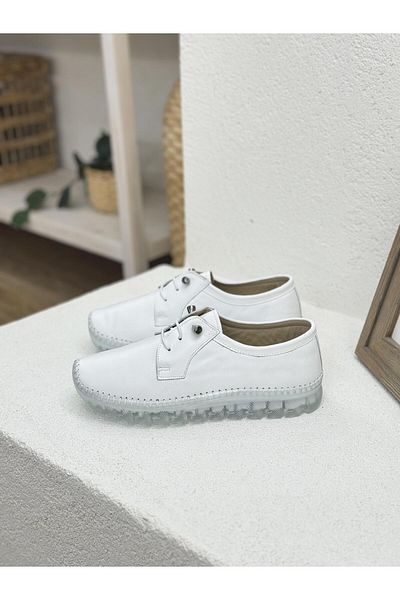 NUR KARACA 25K9099 GENUINE - Pantofi casual din piele ortopedică 100%, cu șireturi elastice pentru femei