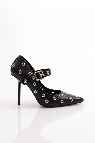 DGN Women's Hole Detailed Heeled Shoes Black Toro 56623557