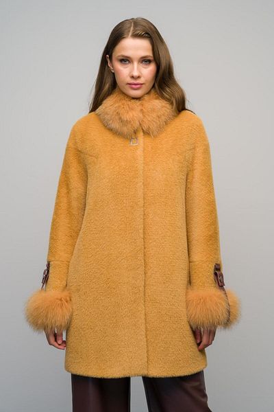 Olcay Sheepskin Real Leather Detailed Short Coat with Detachable Collar Kamel 3072-Tk