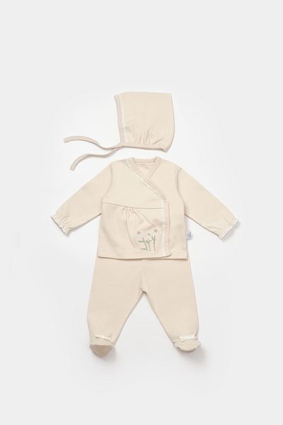 Biorganic Organic 3-Piece - Flower Embroidered Hospital Discharge Set