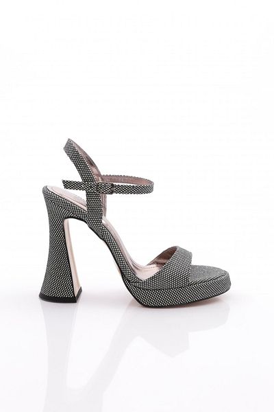 DGN Pantofi de seara cu toc cu bretele la glezna de dama cu imprimeu platina 71143564
