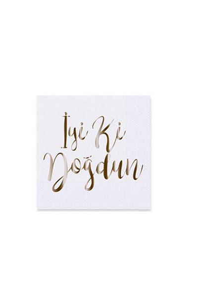 ZERO LAND - 16Pcs Gold Happy Birthday Written Paper Napkin White Zngzr