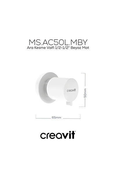 Creavit Ara Kesme Valfi 1/2-1/2" Beyaz Mat