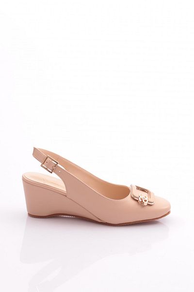 DGN Beige Women's Heeled Shoes - Back Tie 354223539