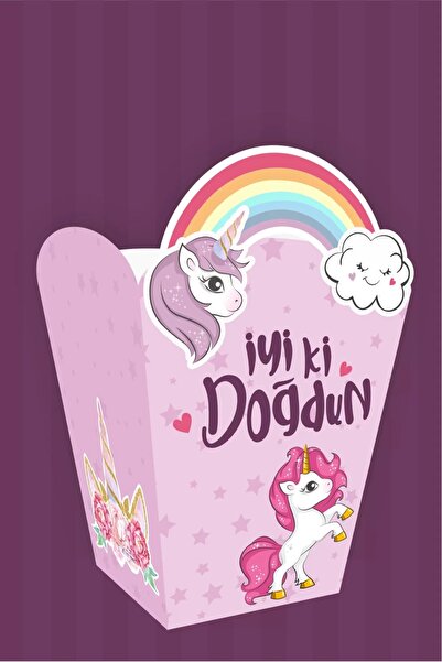 neşeli günlerim Cutie de popcorn cu tematică unicorn (porumb) 8 buc