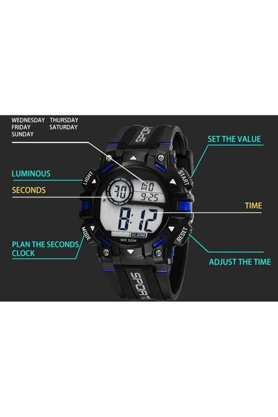 Korikom Digital 5 Atm Men's Women's Sports Men's Wristwatch Suitable for 12 - 70 Years Old Spec 000620