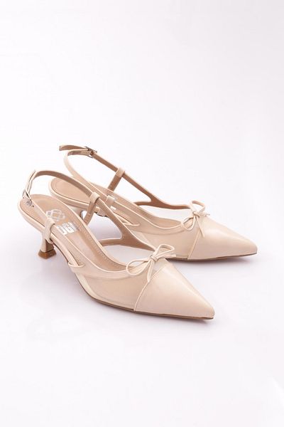 DGN Pantofi cu toc cu model frânghie de damă, bej 7967535
