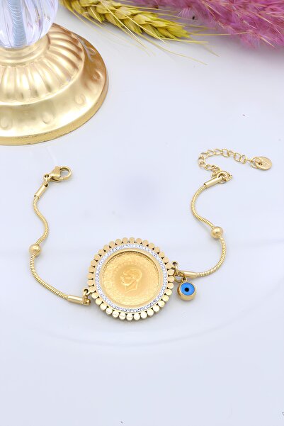 esetyıldız kuyumculuk 22 Ayar Çeyrek Altınlı Çelik Bileklik