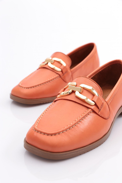 DGN Women's Orange Sewing and Flower Embellishment Ballerinas 1732110