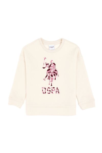 U.S. Polo Assn. Girl's Cream Crew Neck Sweatshirt 50292564 -Vr071