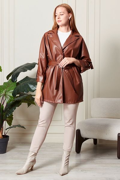 Fashionbox Premium Quality Leather Trench Coat