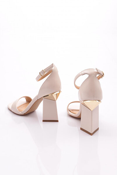 DGN Kadın Bilekten Bağlama Topuklu Abiye Ayakkabı Bej 355433210