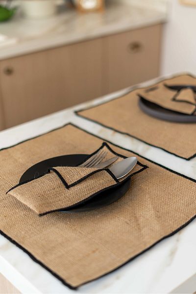 KaiHome 2 части от ютен плат, черен, детайлен американски сервиз / чиния за сервиране