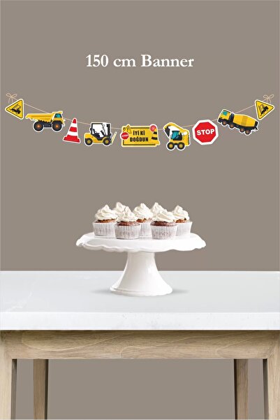 neşeli günlerim Mașini de construcții Banner mare *Hârtie groasă 150cm