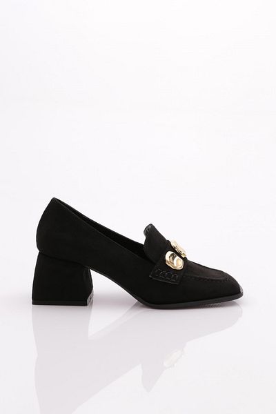 DGN Pantofi cu toc de piatră de damă din piele intoarsa neagra 4762859