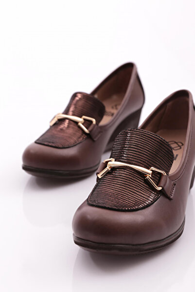 DGN Women's Comfort Shoes with Metal Accessories Brown Genuine Leather 34633