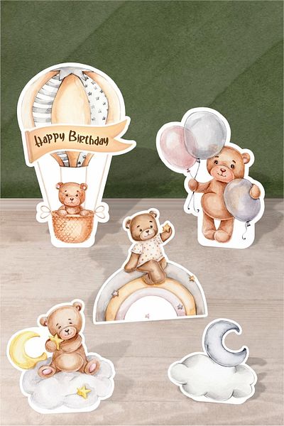 neşeli günlerim Teddy Bear Themed Birthday * Pedestal Board Set