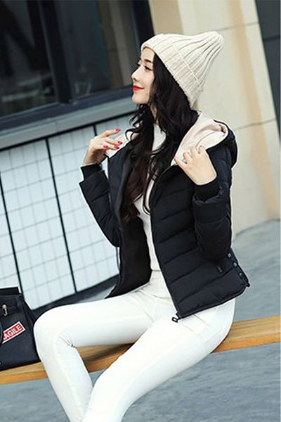 1tarz Toridas Winter Black Puffer Jacket - Hooded, Women's, 1912model