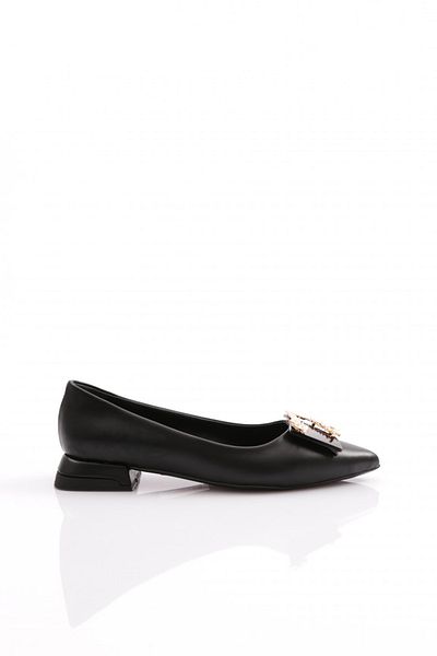 DGN Women's Ballerinas with Black Leaf Brooch - 39872534