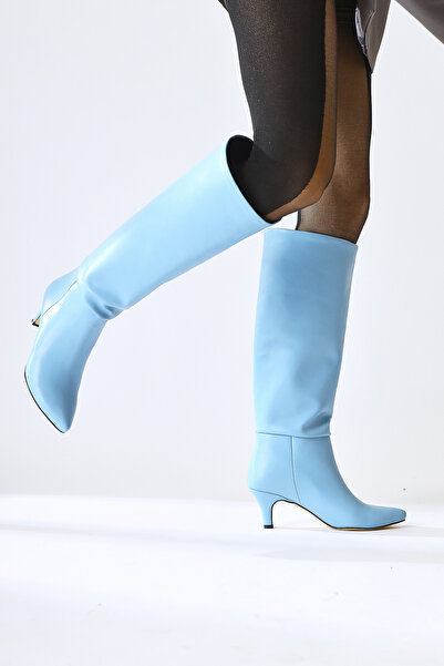 Limoya Milika Сині гостроносі короткокаблукові жіночі чоботи з застібкою Вигідна пропозиція