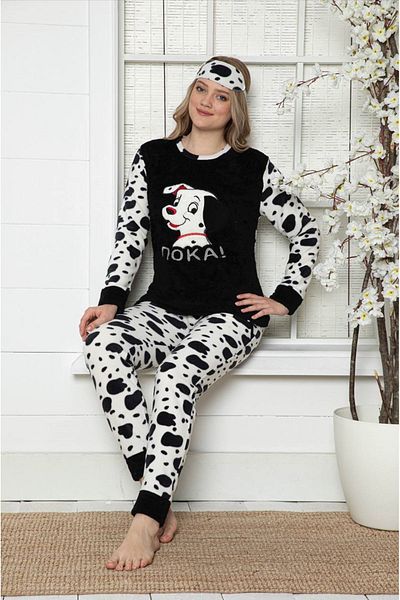 sharin Set de pijamale de iarnă din lână cu model dalmatian pentru femei 14f-20003
