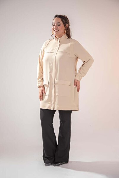 Roxxlen Μεγάλη τσάντα με φερμουάρ και 122143 τσέπες, πέτρινη